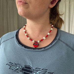 Chunky Y2K Glass Bead and Pearl Necklace